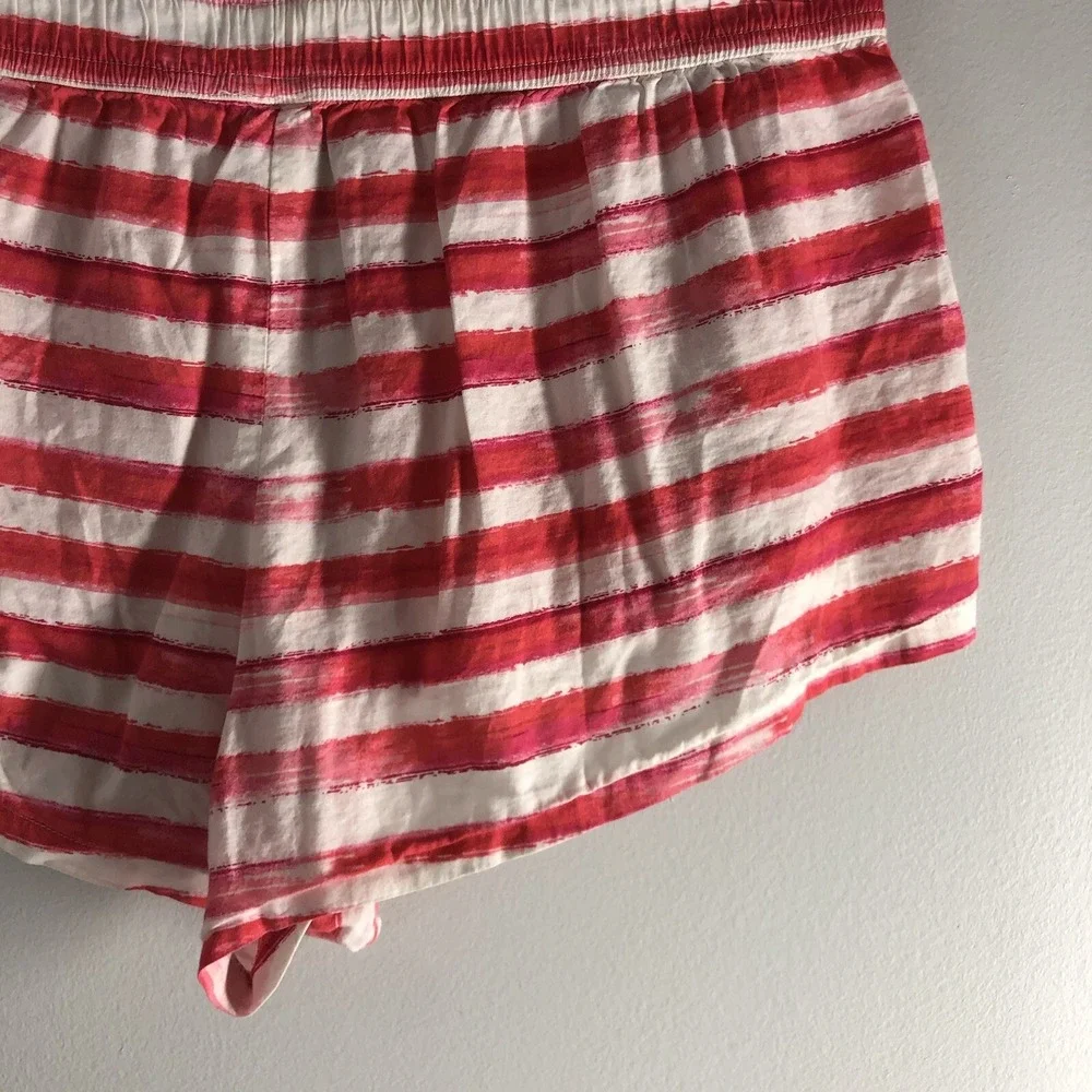 Victoria's Secret Womens Size Medium‎ Pajama Shorts Red Pink Paint Stripes Comfy